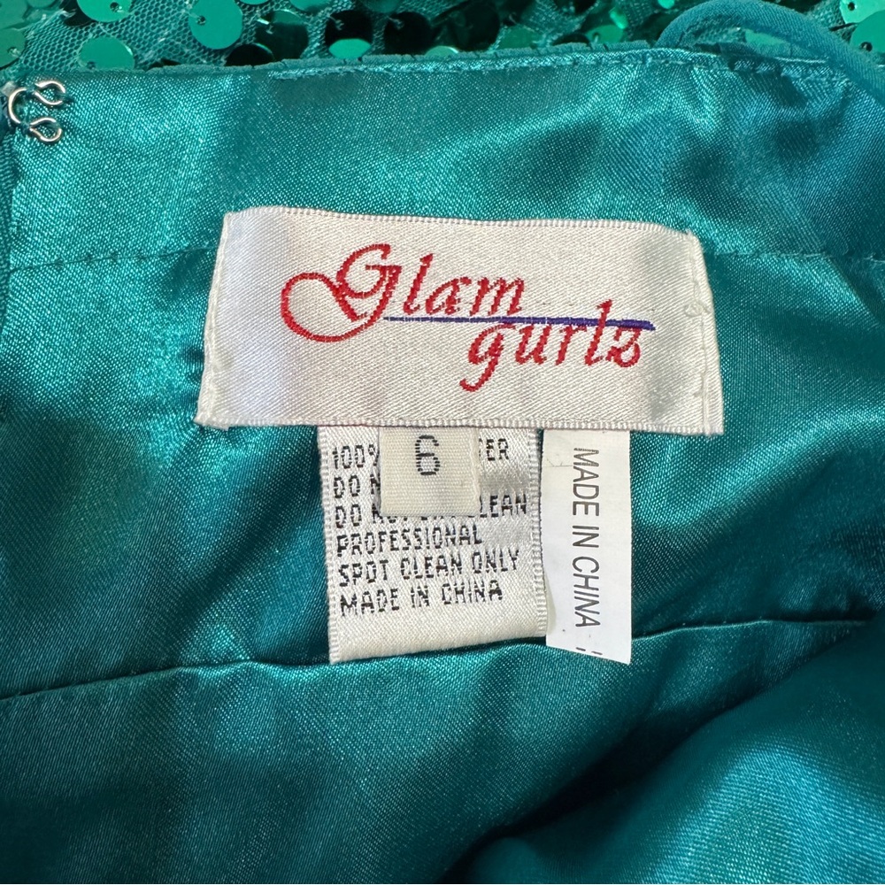 Teal Sequin V-Neck Mini Dress with Pleated Bodice - Picture 9 of 11